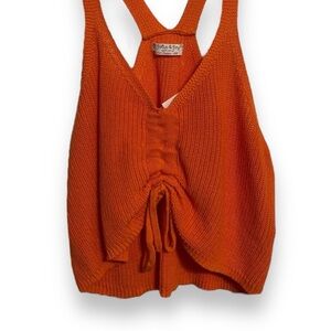 Jolie & Joy Orange Knit Crop Tee/Tank with Scrunch Detail